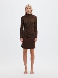 DRAPED HIGH-NECK MINI DRESS, Delicioso, highres