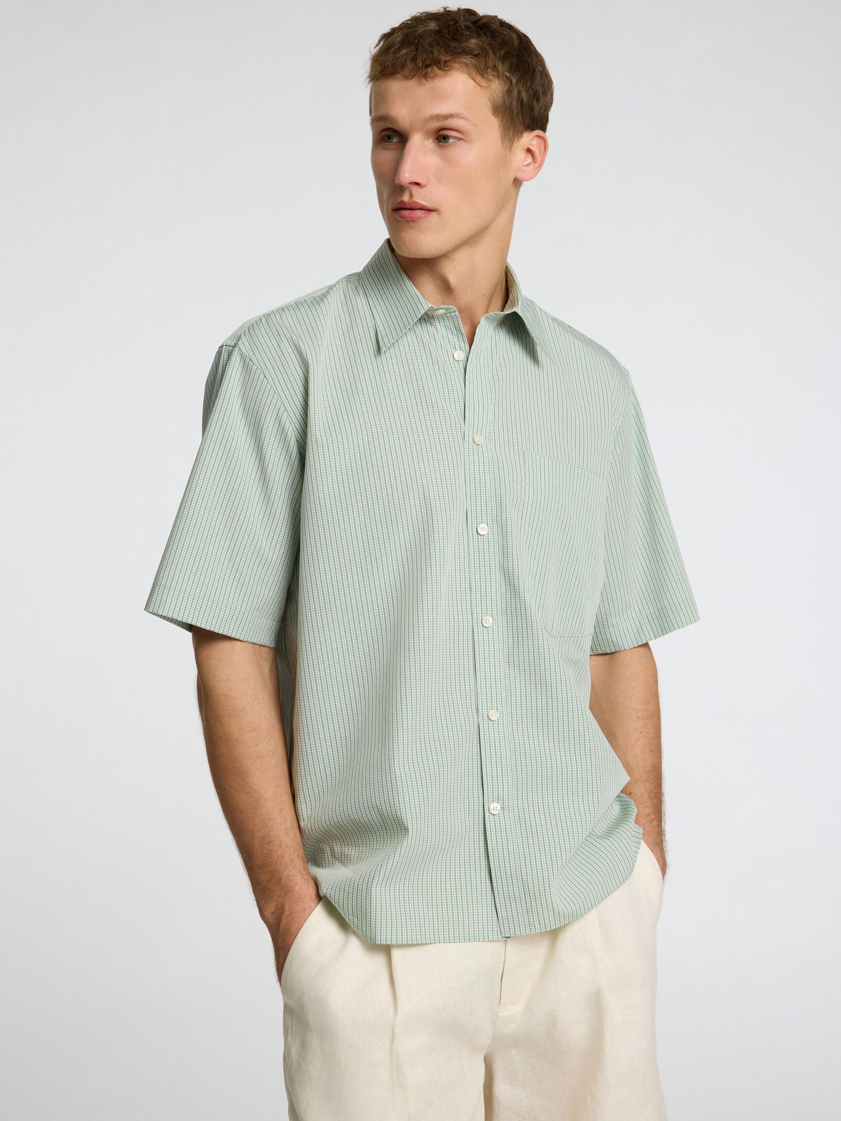 À RAYURES CHEMISE À MANCHES COURTES, Iceberg Green, highres