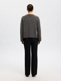 WOOL BLEND KNITTED CARDIGAN, Medium Grey Melange, highres