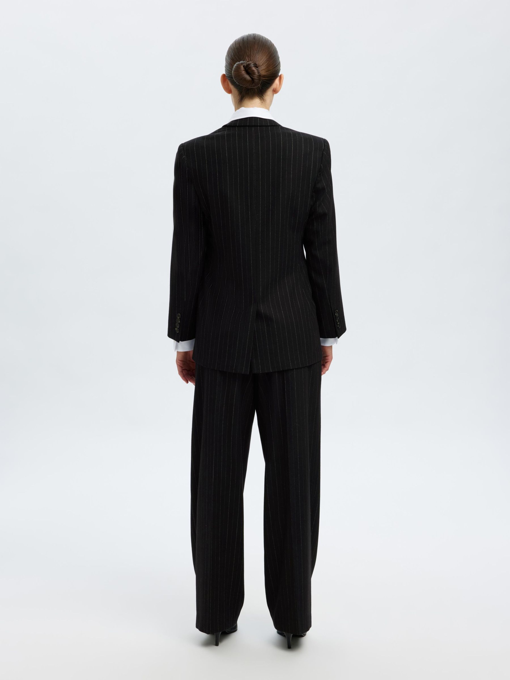 WOOL BLEND DOUBLE-BREASTED BLAZER, Black, highres