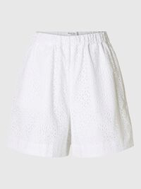BRODERIE ANGLAISE SHORTS MED HÖG MIDJA, Bright White, highres