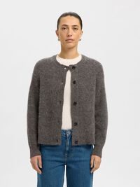 WOOL BLEND CARDIGAN, Medium Grey Melange, highres