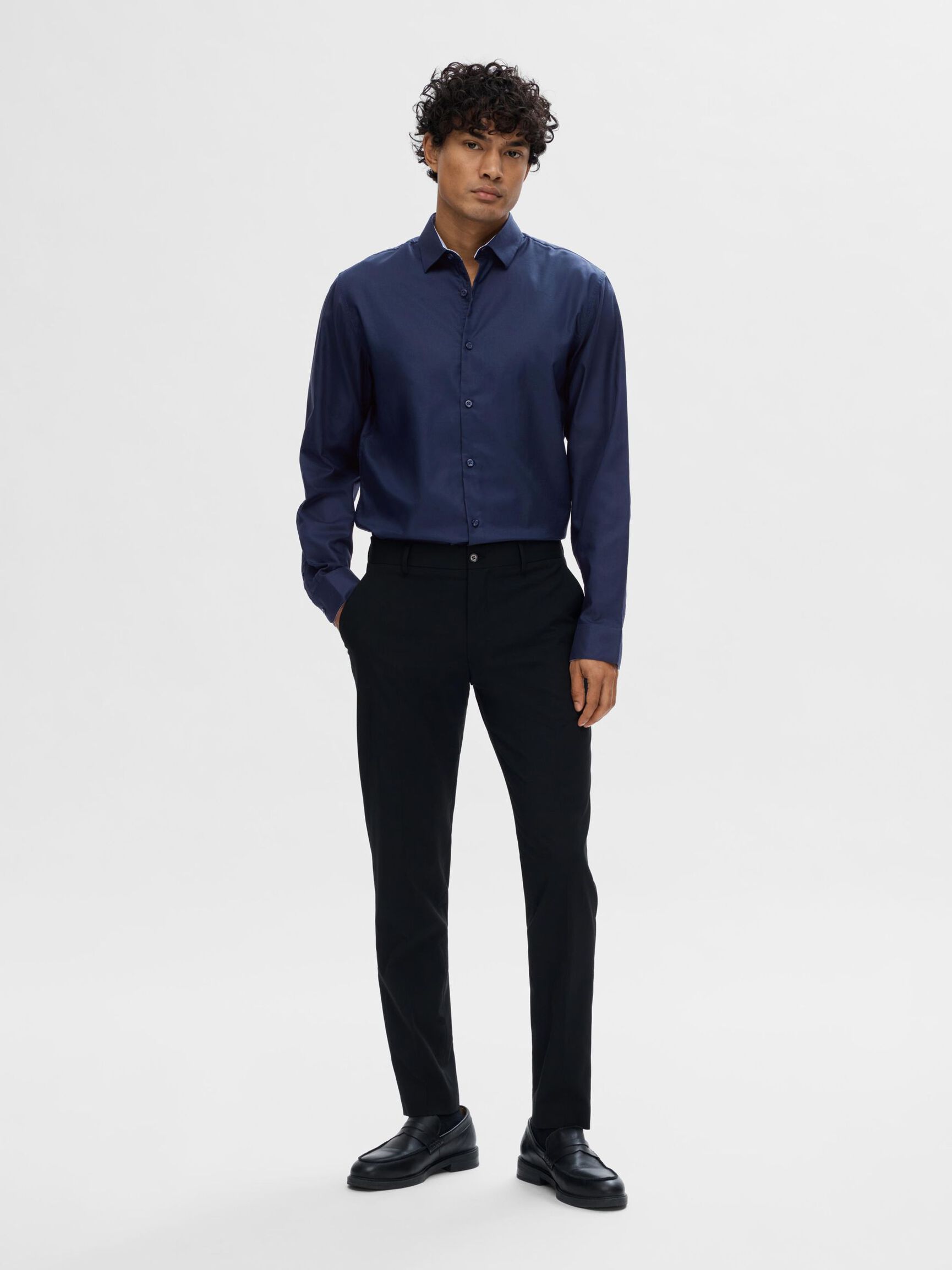 SLIM FIT HEMD, Navy Blazer, highres