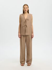 LINEN BLEND VEST, White Pepper, highres