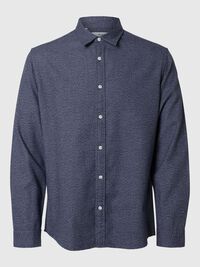 LONG SLEEVED FLANNEL SHIRT, Medium Blue Denim, highres