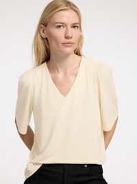 LOOSE FIT V-NECK TOP, Birch, highres
