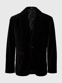 VELVET BLAZER, Black, highres