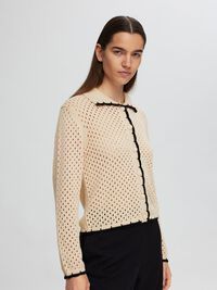 LONG SLEEVED KNITTED CARDIGAN, Birch, highres