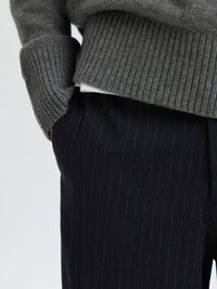 WOOL BLEND TAPERED TROUSERS, Dark Navy, highres