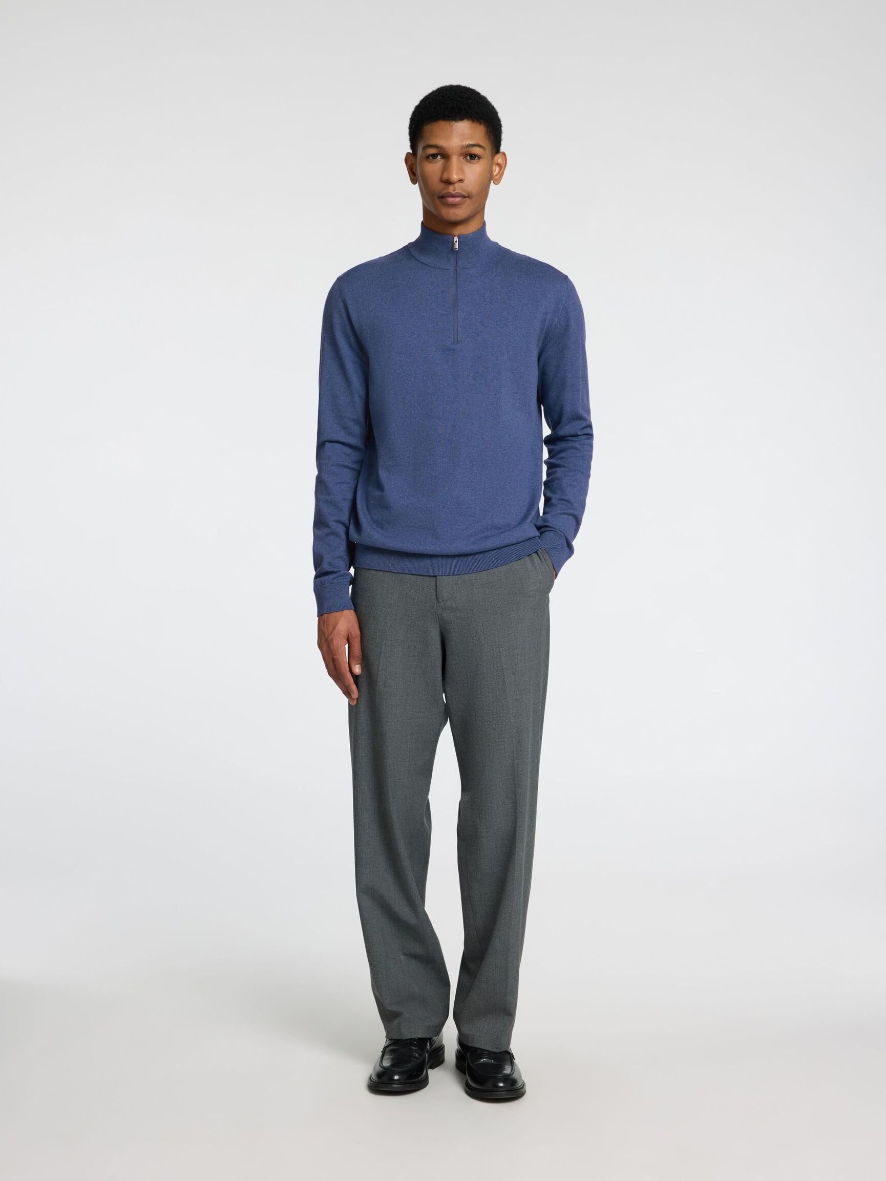 HALF-ZIP KNITTED JUMPER, Oceana, highres