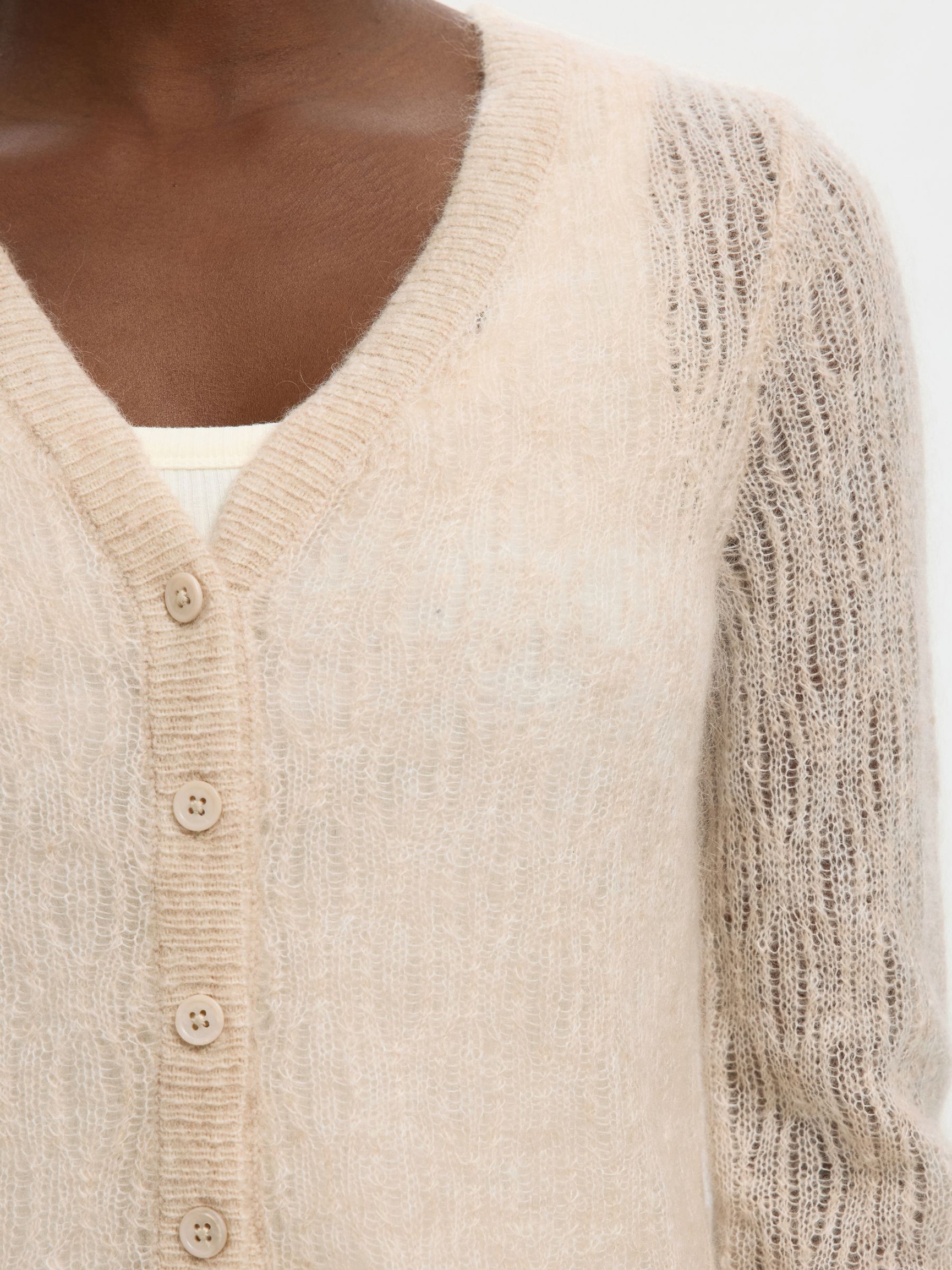 MOHAIR BLEND CARDIGAN, Birch, highres