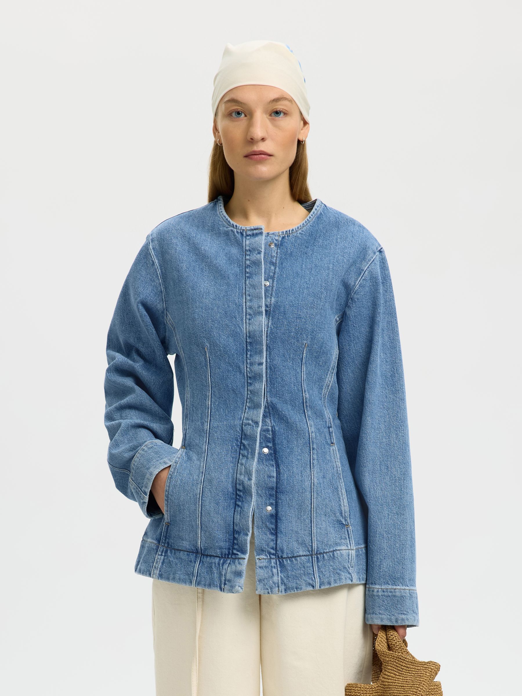 SKRÆDDERSYEDE DENIMJAKKE, Light Blue Denim, highres