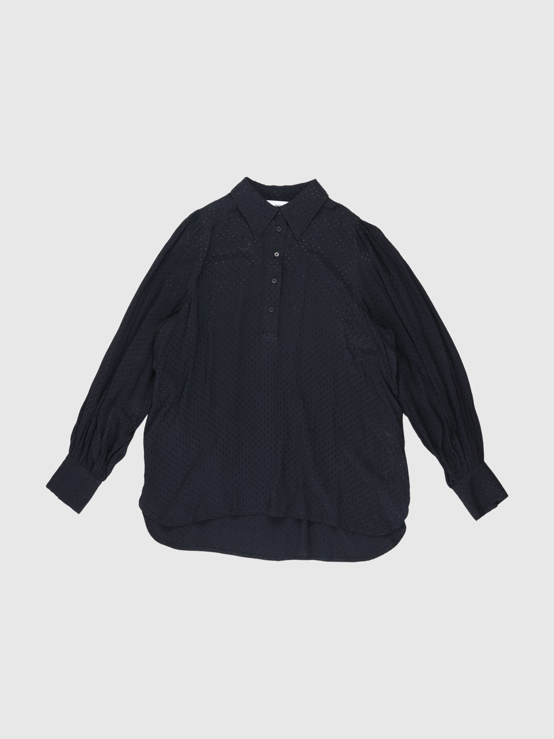 TEXTURED VISCOSE BLOUSE, Black, highres