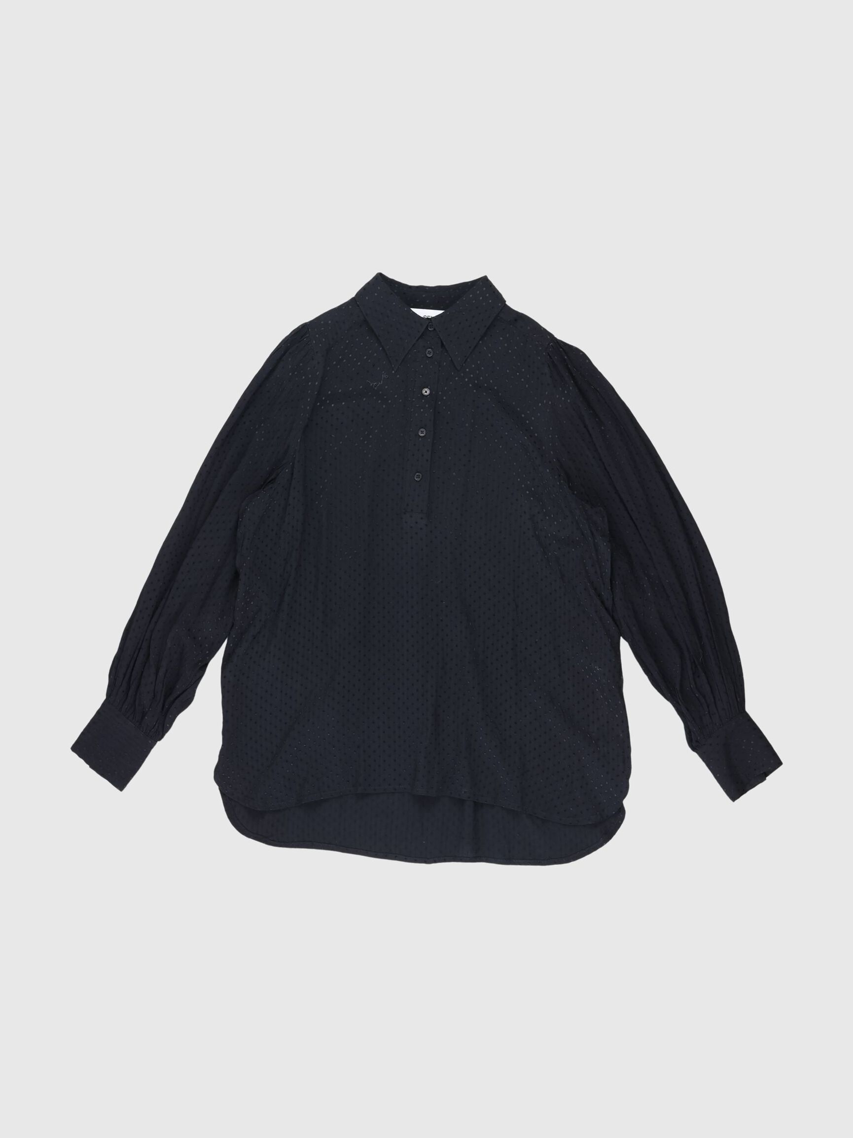 TEXTURED VISCOSE BLOUSE, Black, highres