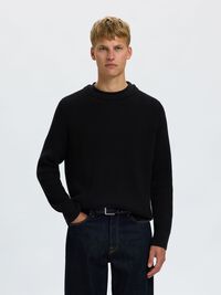 KATOENEN GEBREIDE TRUI, Black, highres