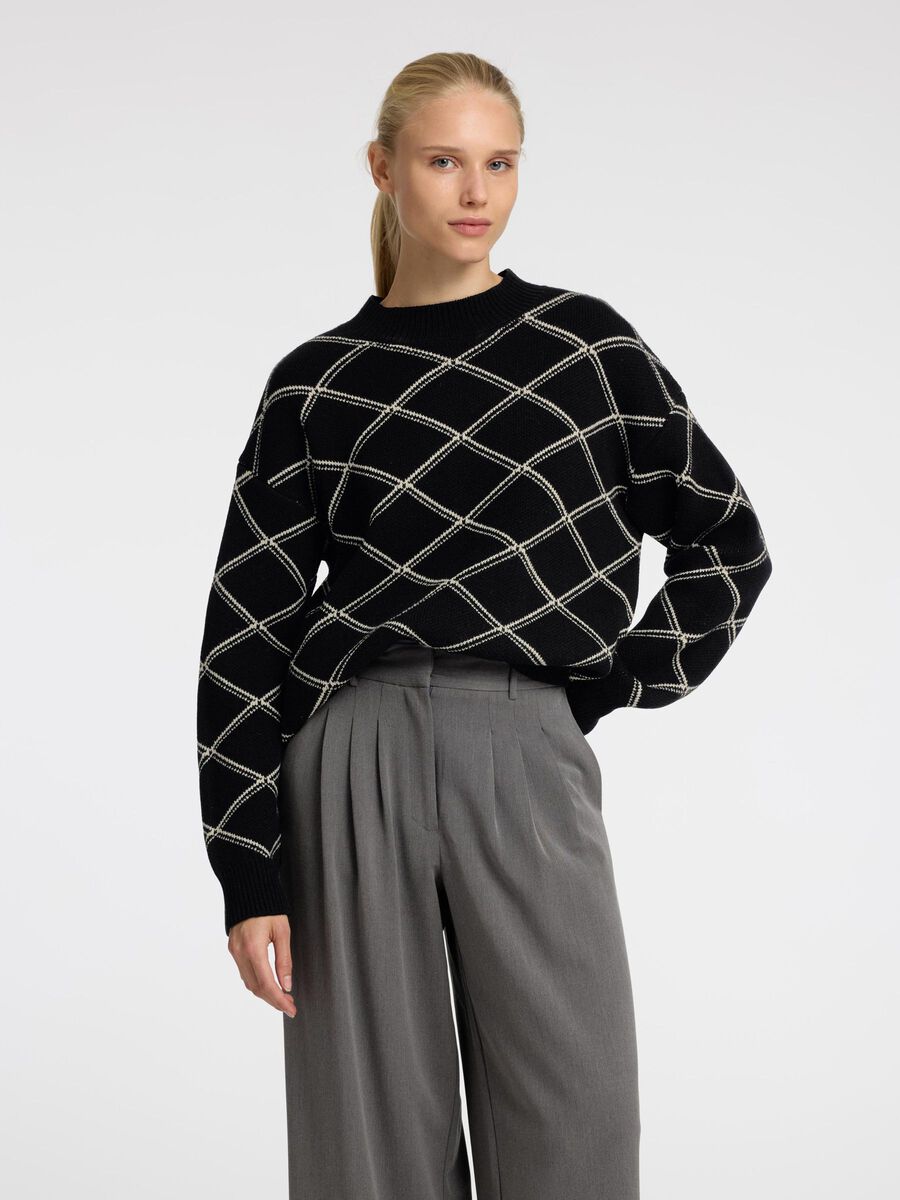 Selected PRINT PULLOVER MIT HOHEM KRAGEN, Black, highres - 16097376_Black_003.jpg