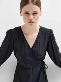 SATIN SLÅ OM KJOLE, Dark Sapphire, highres