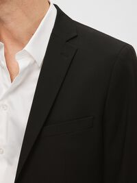 COUPE SLIM EN VISCOSE MÉLANGÉE BLAZER, Black, highres