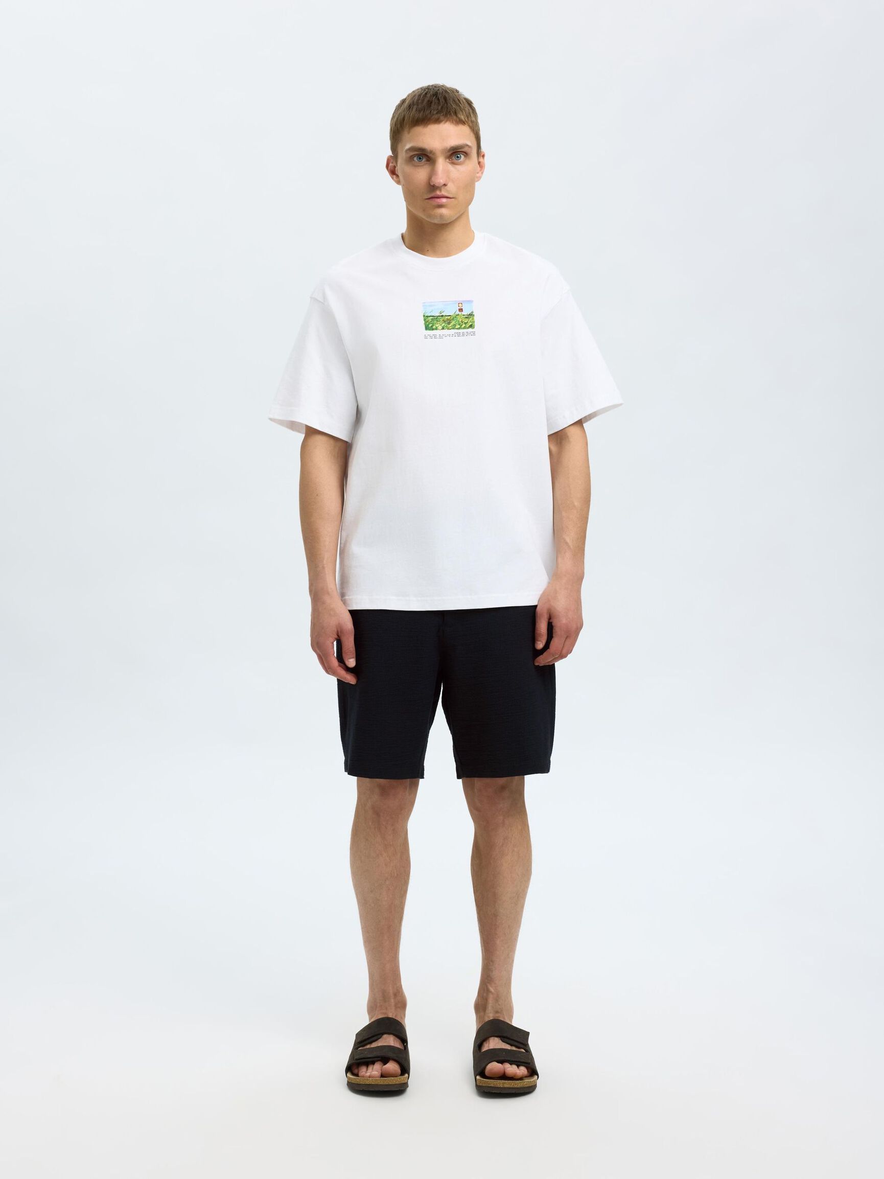 SEERSUCKER SHORTS, Black, highres