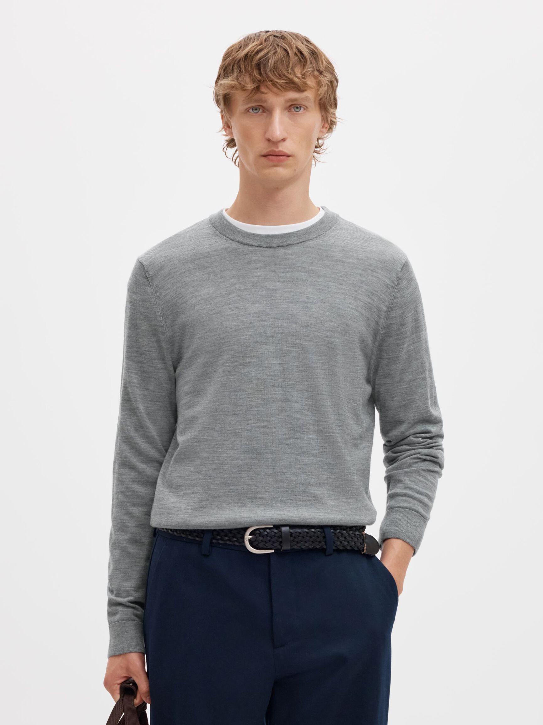 PULLOVER, Medium Grey Melange, highres