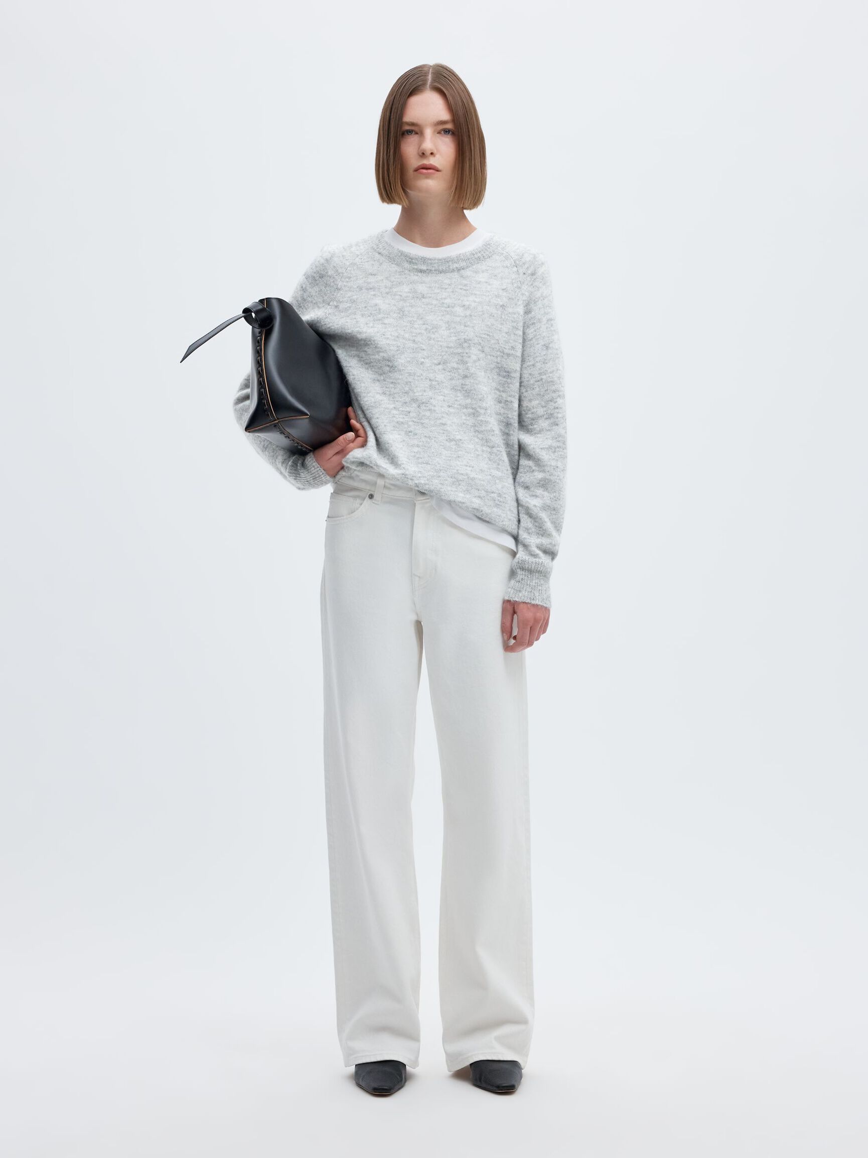 WOOL BLEND JUMPER, Light Grey Melange, highres
