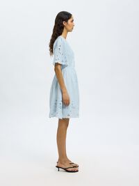 EMBROIDERED MINI DRESS, Cashmere Blue, highres