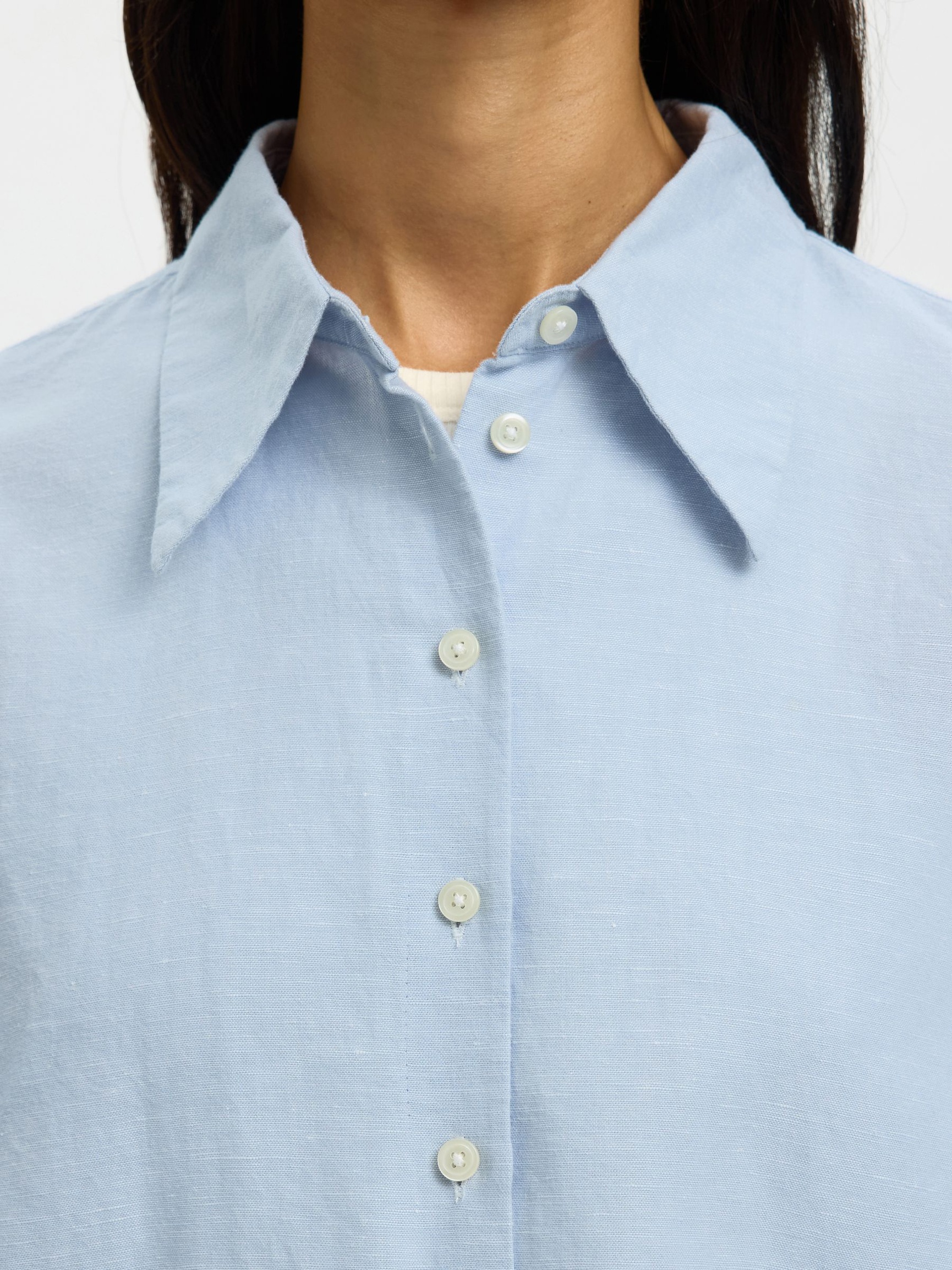 OVERSIZED BLUSE AUS LEINENGEMISCH, Dusty Blue, highres