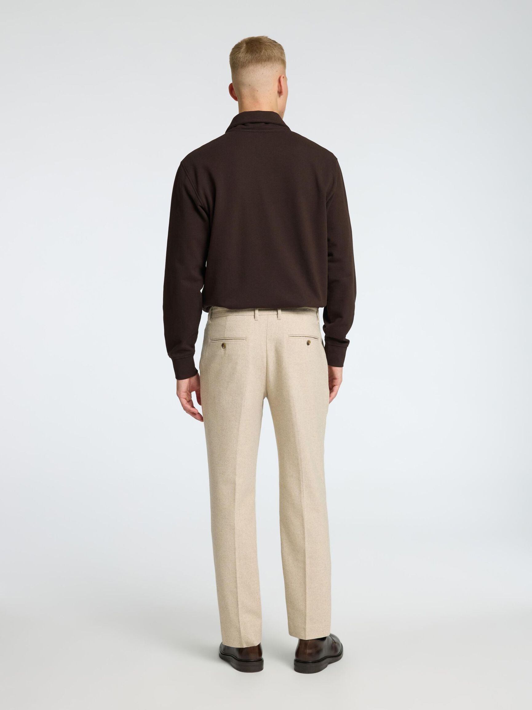 196 STRAIGHT FIT TROUSERS, Light Grey Melange, highres