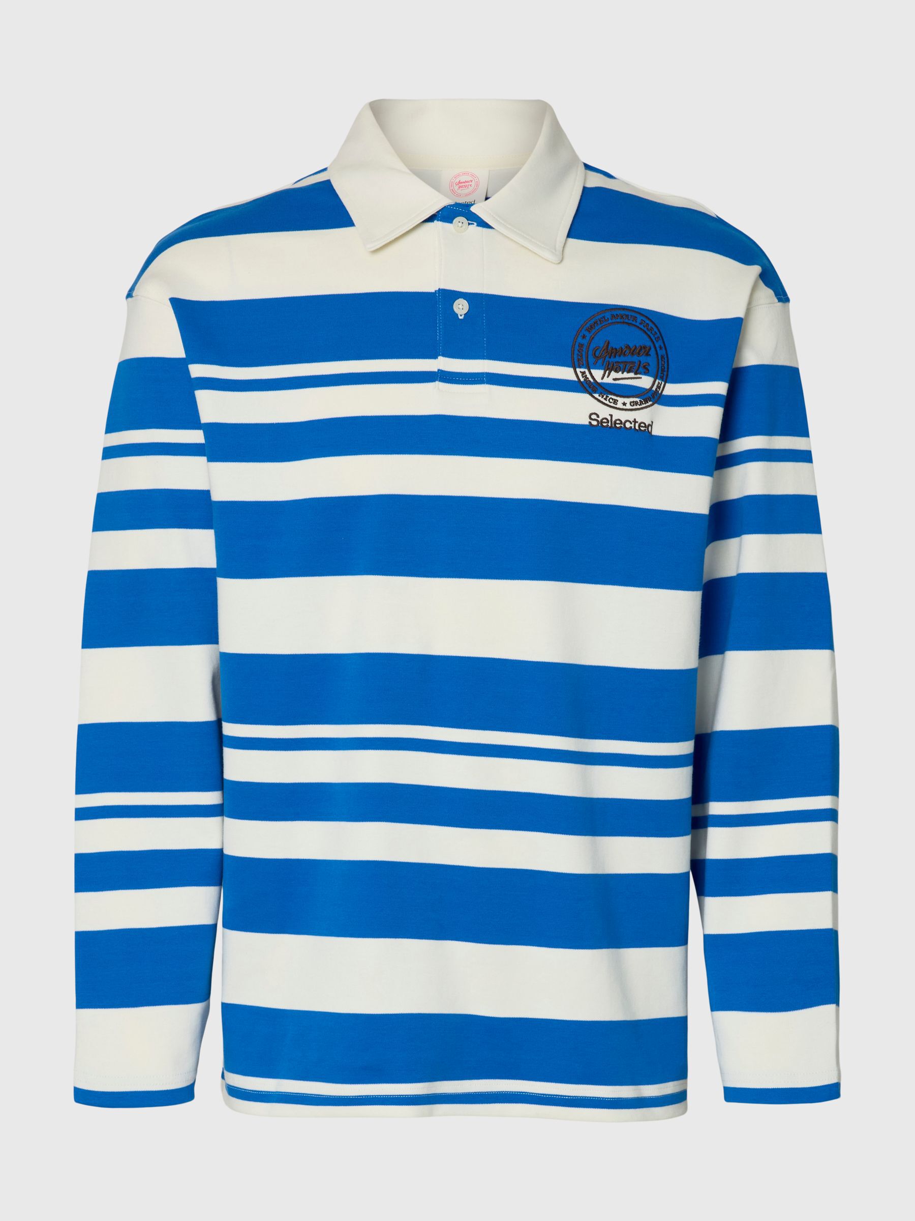 RELAXED FIT LANGARM-POLOSHIRT, Egret, highres