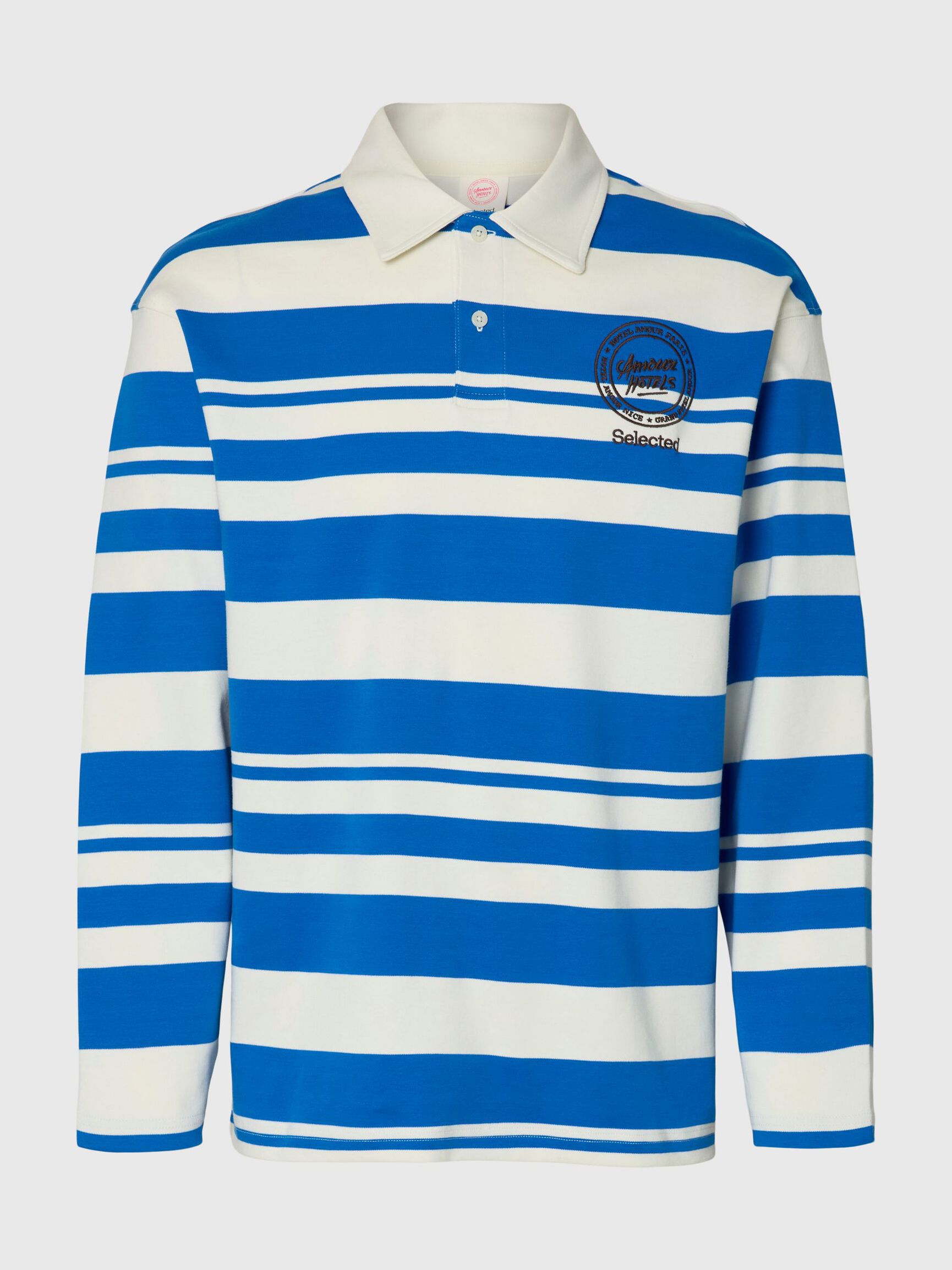 RELAXED FIT LANGARM-POLOSHIRT, Egret, highres