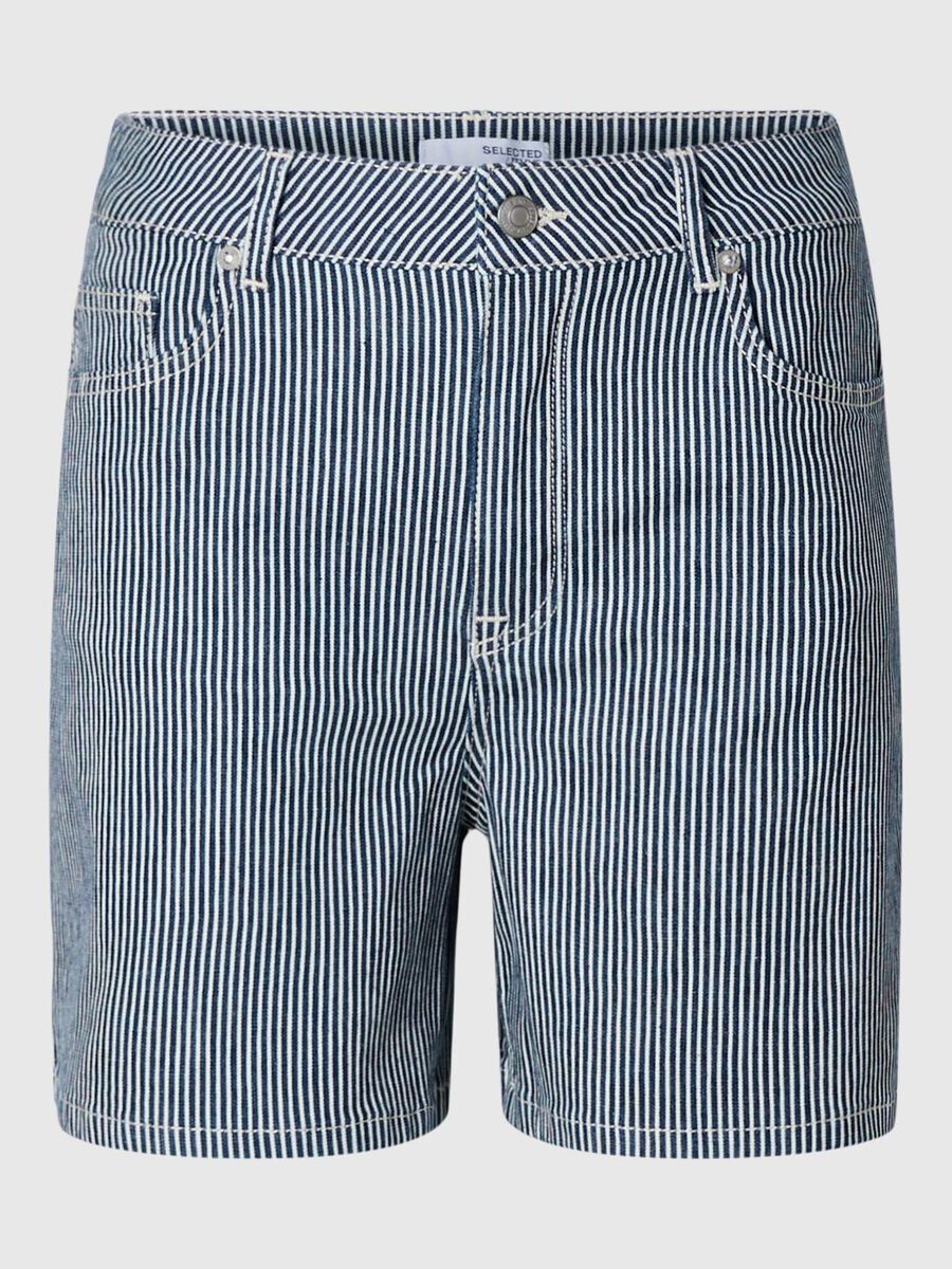 Selected GESTREEPT DENIM SHORT, Medium Blue Denim, highres - 16093682_MediumBlueDenim_1104231_001.jpg