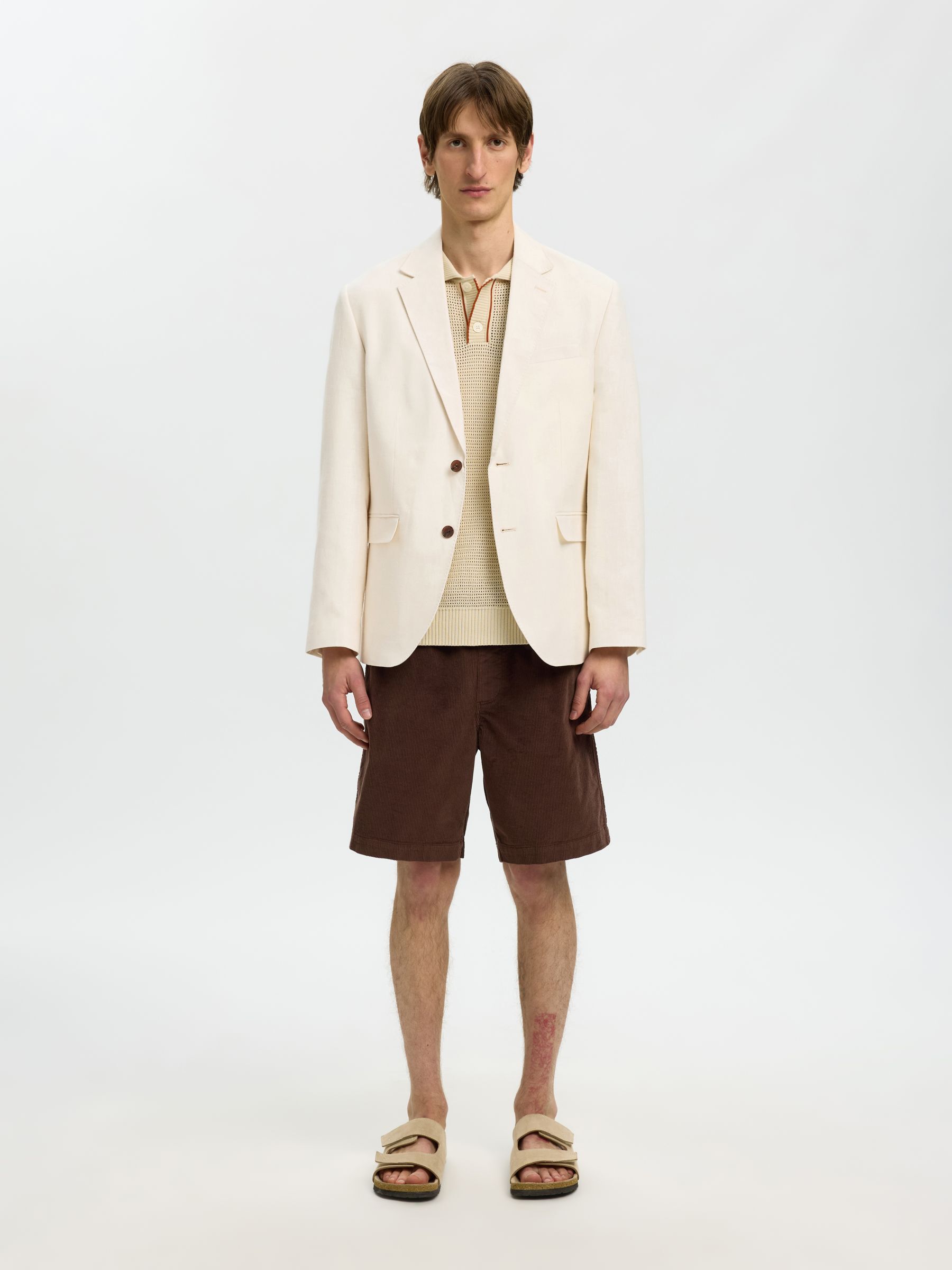 LINEN BLEND BLAZER, Egret, highres