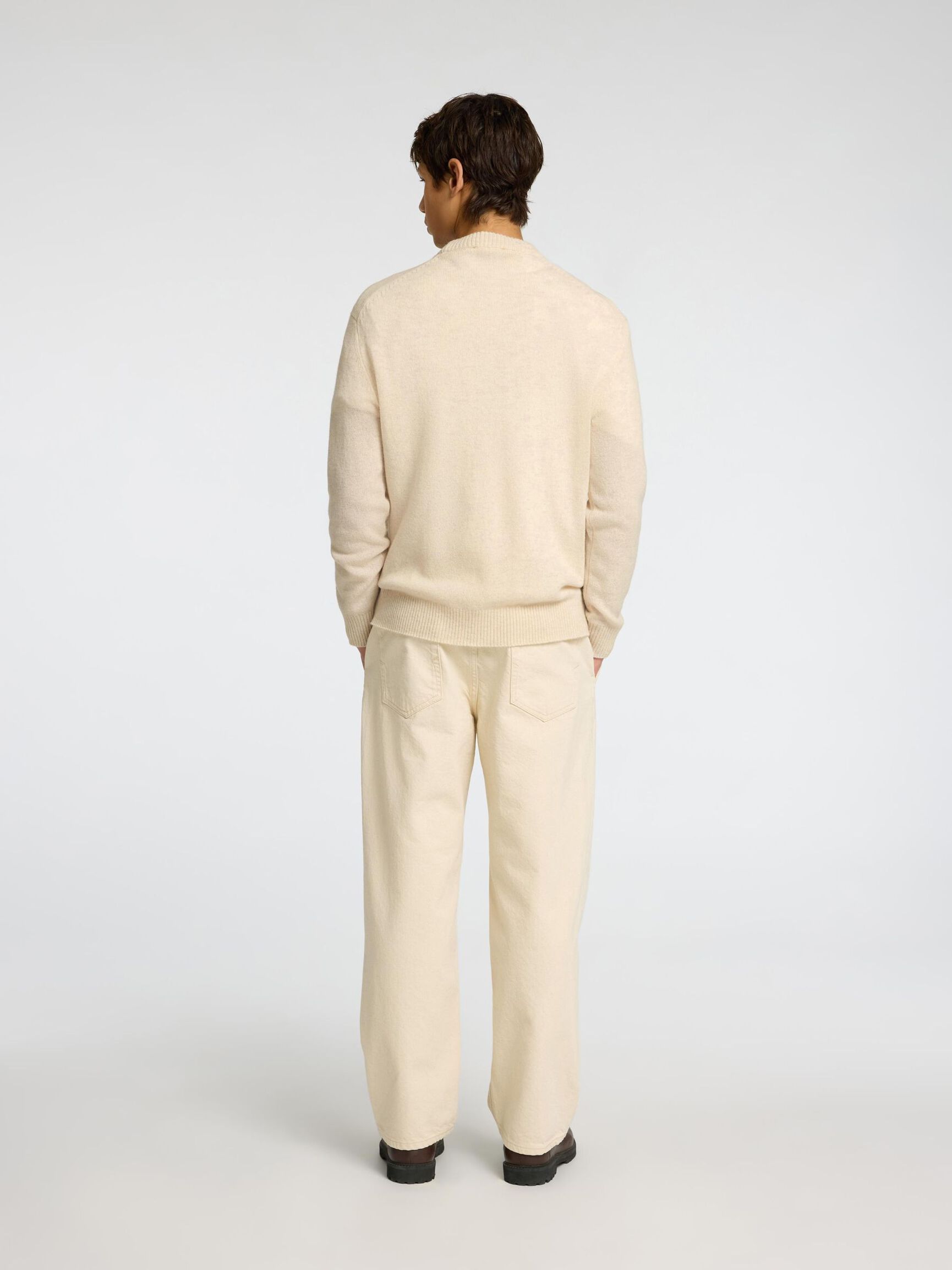 LET SWEATER MED RUND HALS, Oatmeal, highres
