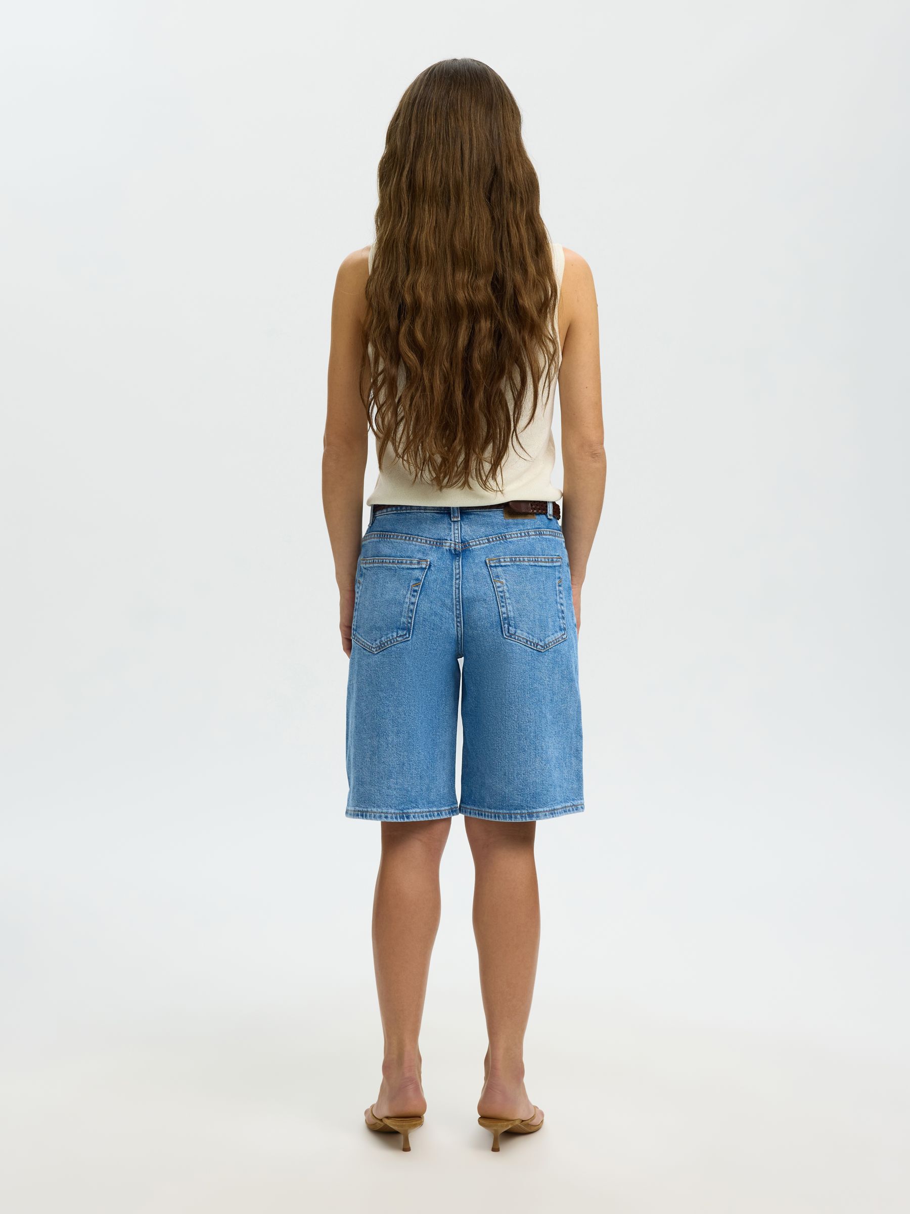 LIGHT WASH DENIM SHORTS, Light Blue Denim, highres