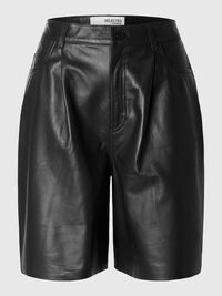 HIGH WAISTED LEATHER SHORTS, Black, highres