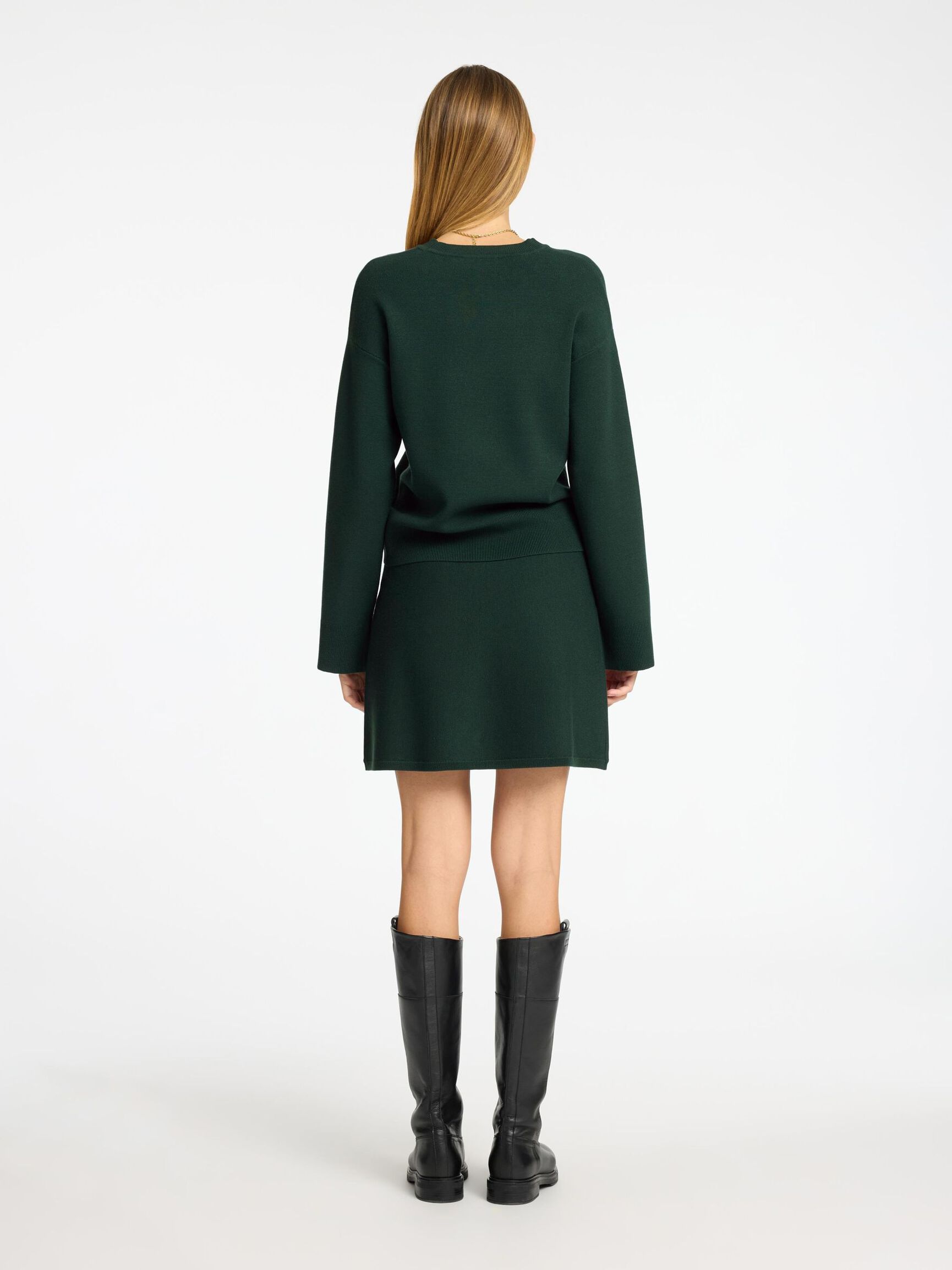 VISCOSE BLEND KNITTED MINI SKIRT, Scarab, highres