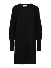LONG SLEEVED KNITTED DRESS, Black, highres
