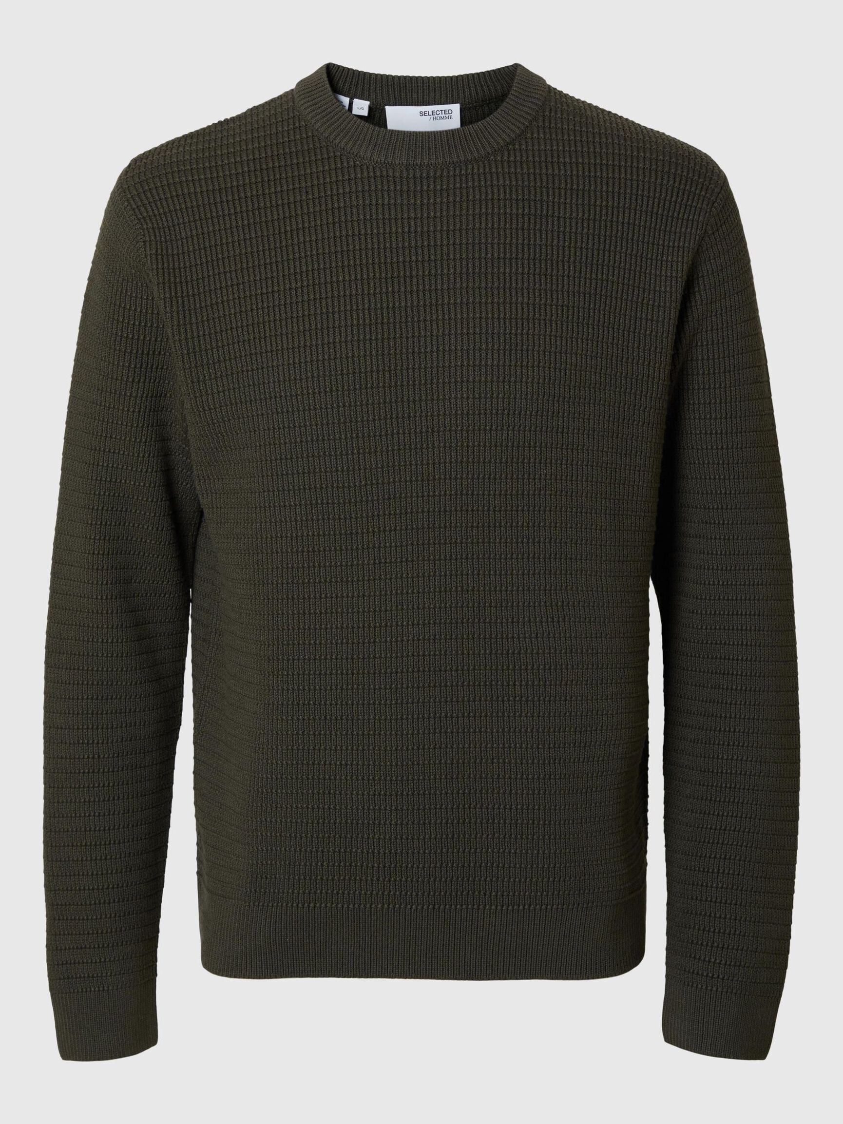 STRUCTURED CREWNECK JUMPER, Forest Night, highres