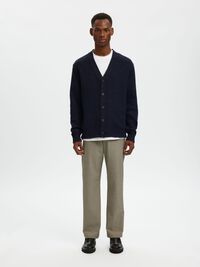 RELAXED FIT WOOL BLEND CARDIGAN, Sky Captain, highres
