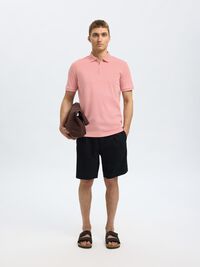ZIPPER POLO SHIRT, Rose Tan, highres