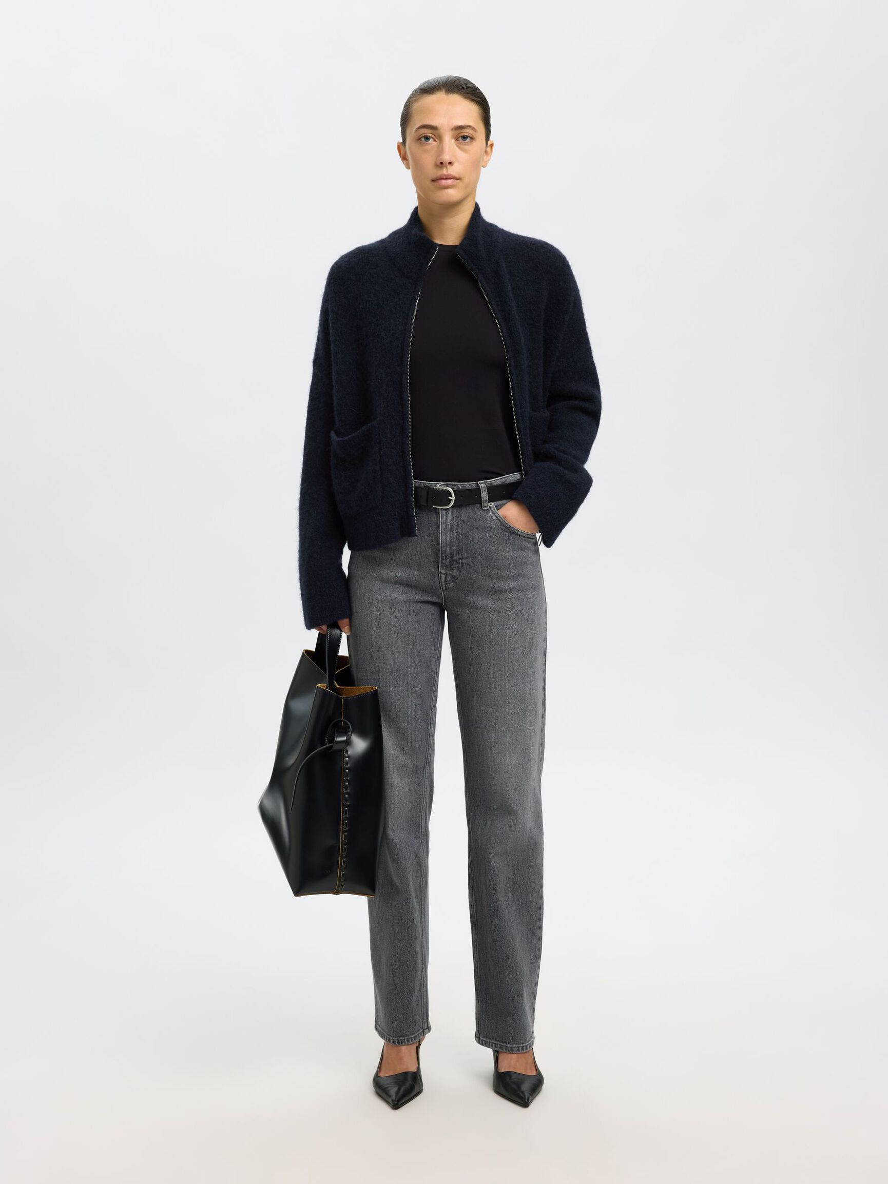 WOOL BLEND CARDIGAN, Dark Sapphire, highres