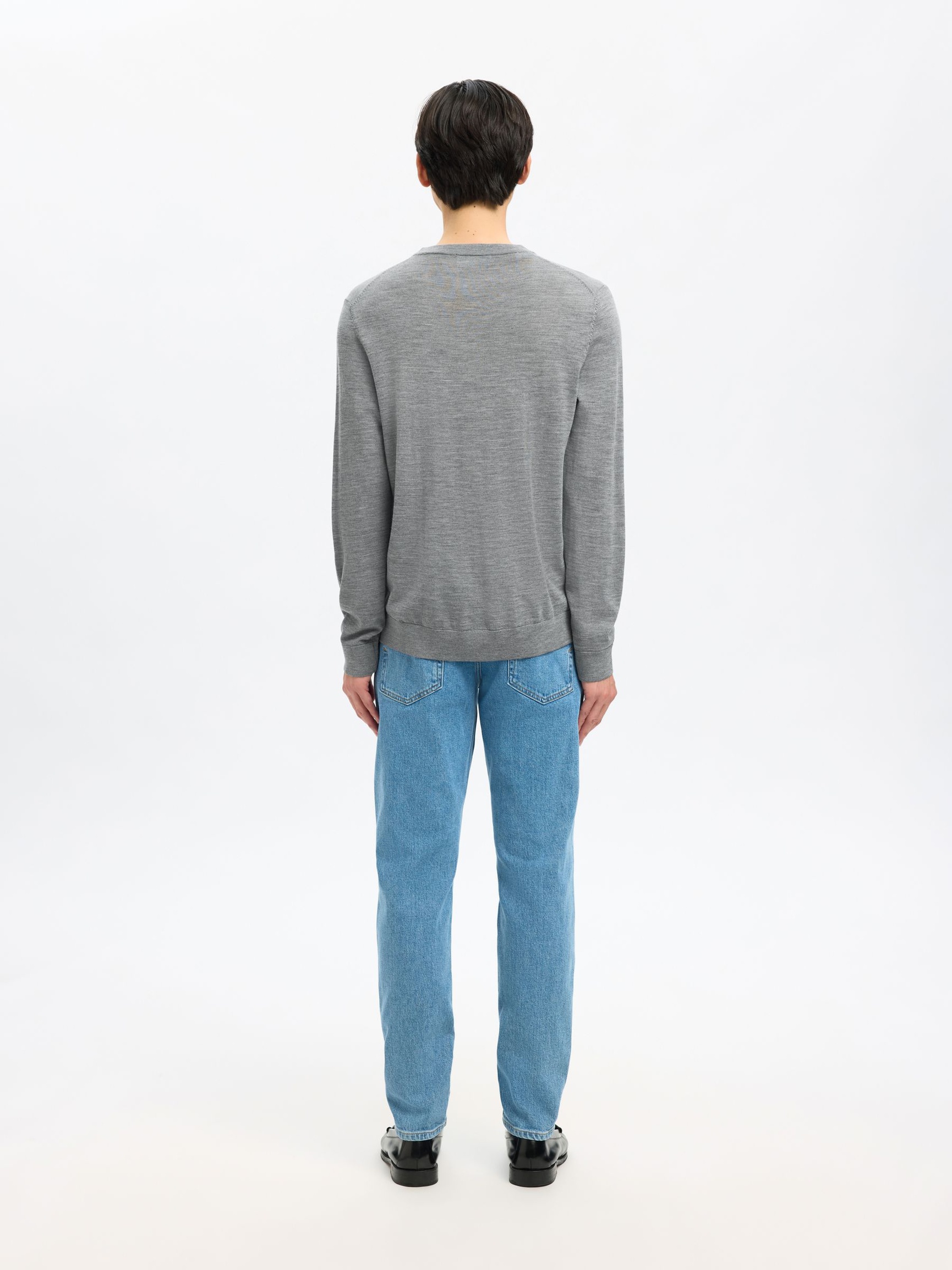 100 % LAINE MÉRINOS PULLOVER, Medium Grey Melange, highres