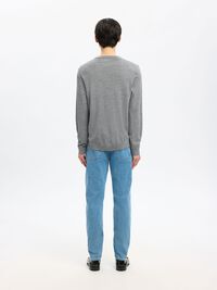 100% MERINO WOOL CREWNECK JUMPER, Medium Grey Melange, highres