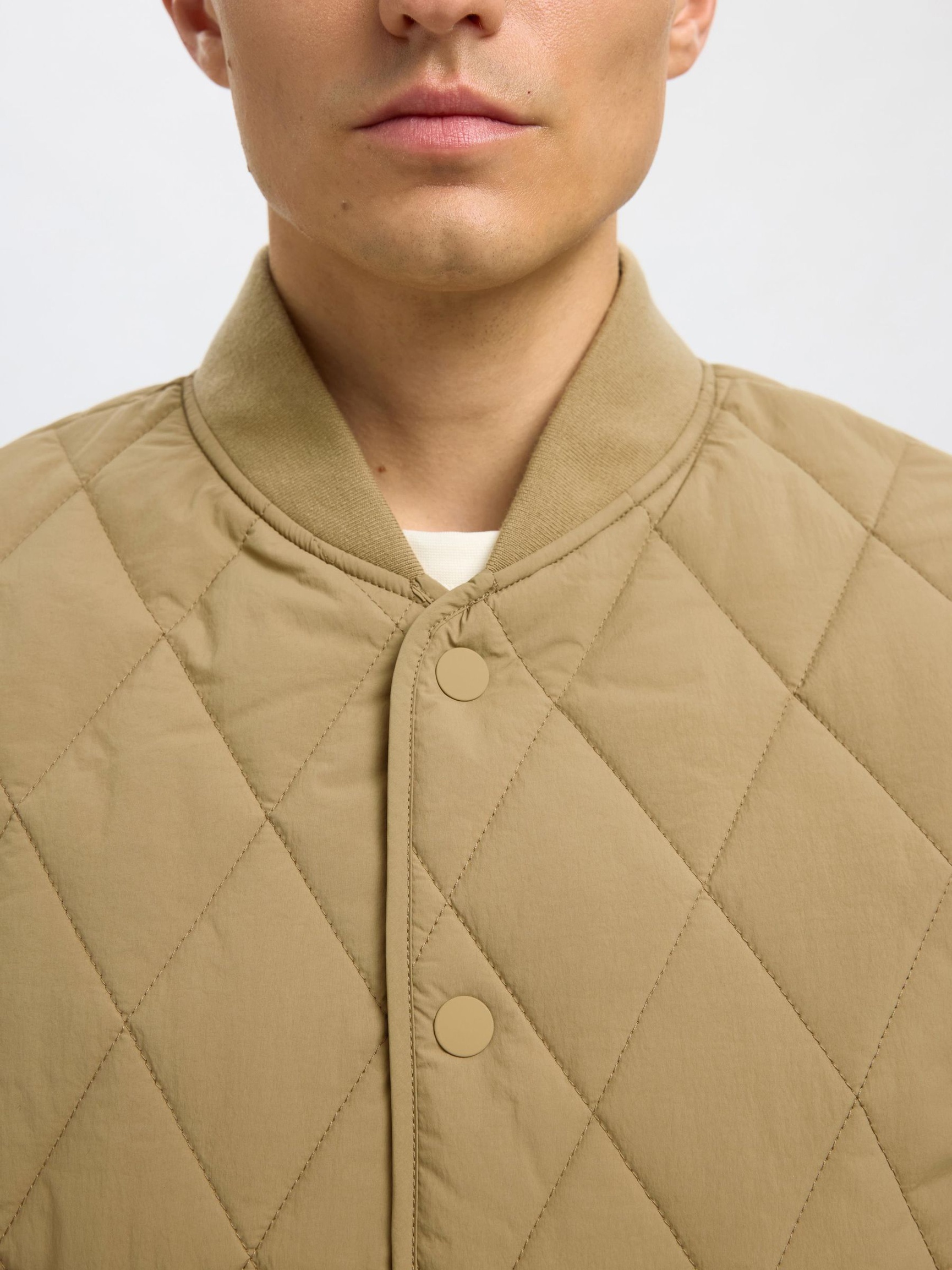 QUILTED PADDED JACKET, Greige, highres