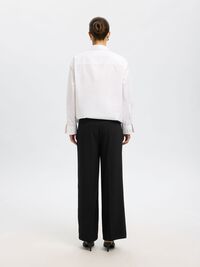 WOVEN WIDE-LEG TROUSERS, Black, highres
