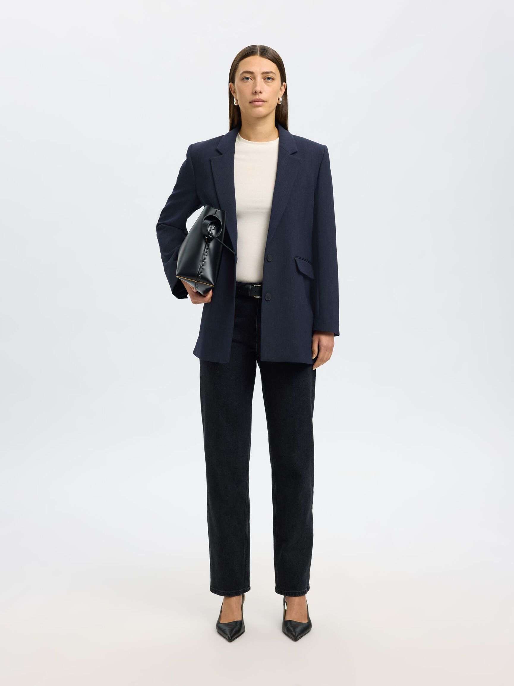 VISCOSE BLEND OVERSIZED BLAZER, Dark Sapphire, highres