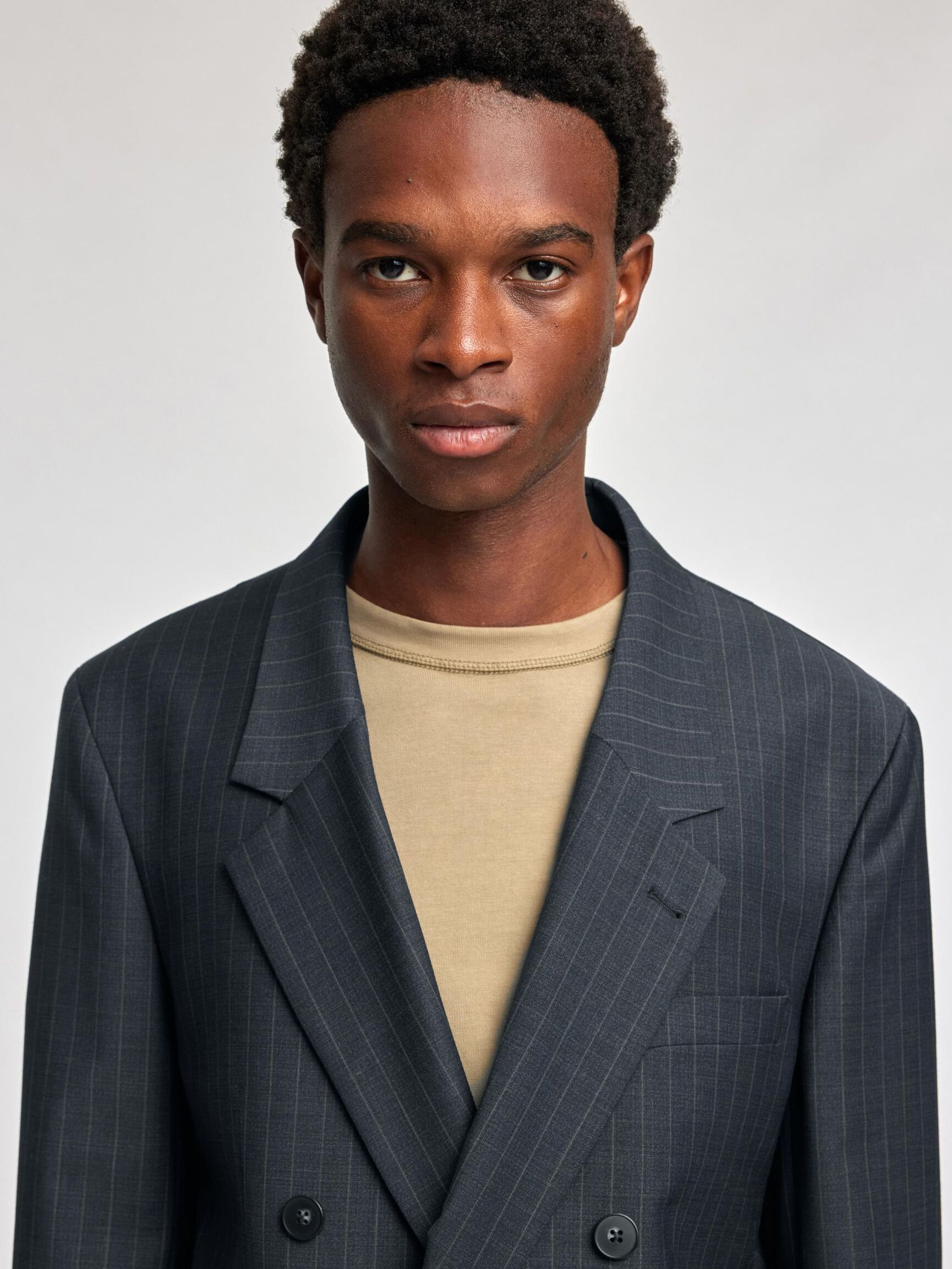 RELAXED FIT DOUBLE-BREASTED BLAZER, Dark Navy, highres