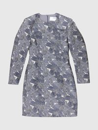 STRUCTURED FLORAL MINI DRESS, Silver, highres