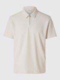 Selected HALF-ZIP PLISSEE POLO SHIRT, Egret, highres - 16094291_Egret_001.jpg