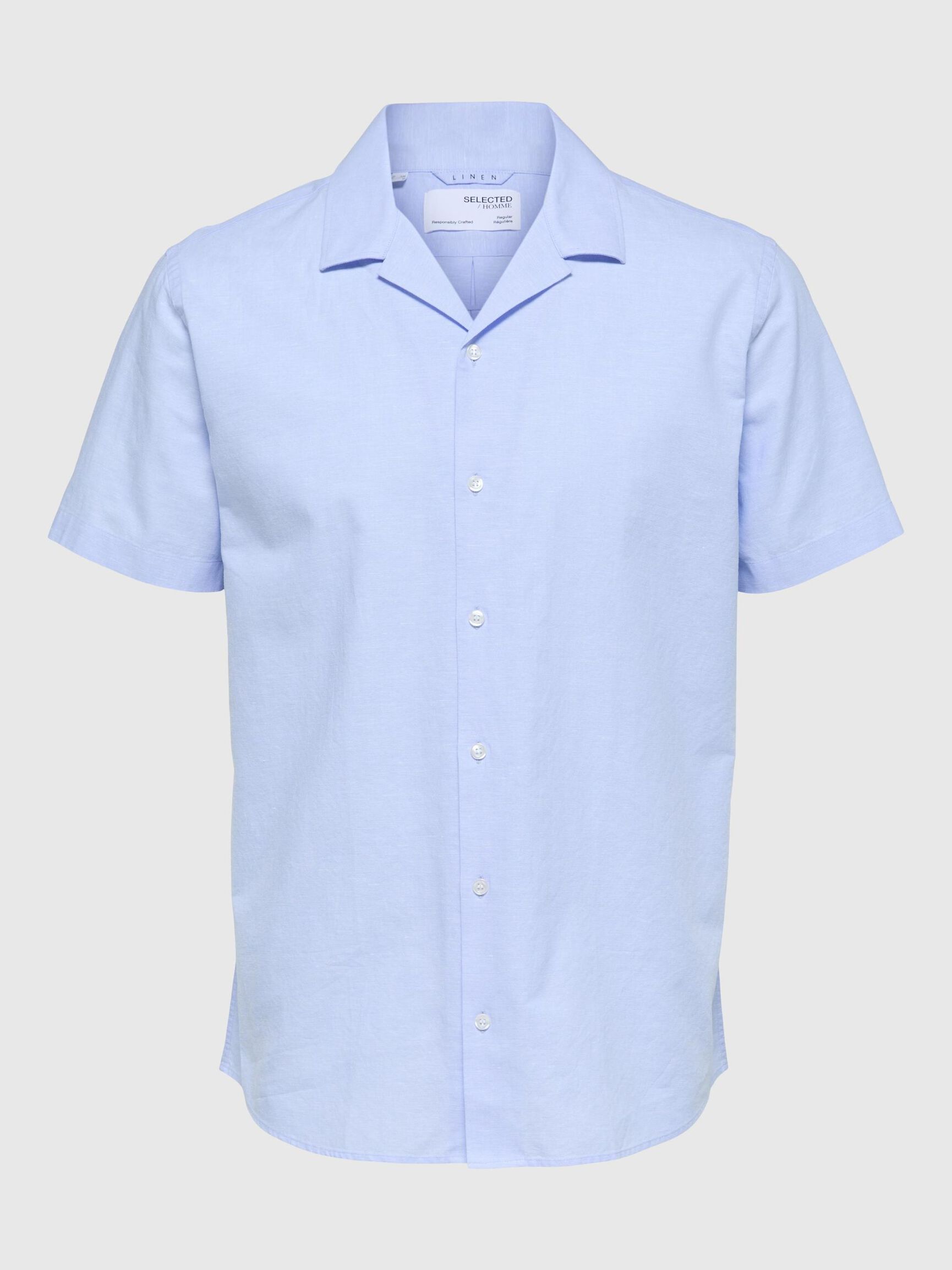 LIN MÉLANGÉ CHEMISE À MANCHES COURTES, Cashmere Blue, highres